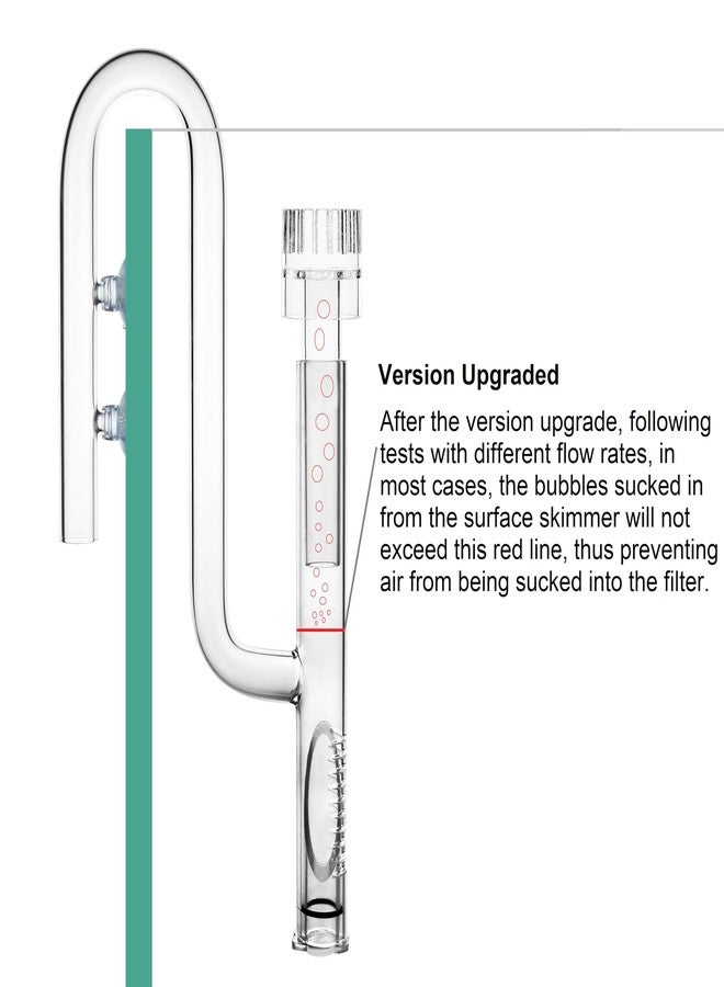 JARDLI Glass Lily Pipe Inflow with Surface Skimmer for Aquarium Planted Tank (17mm for 16/22mm (5/8'' i.d.) tubing) - Image 3